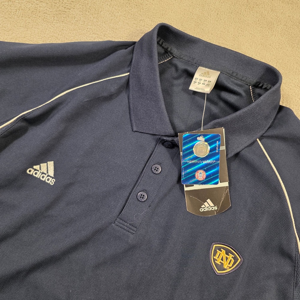Adidas Polo Shirt Mens 3XL Navy Blue Notre Dame Fighting Irish Gorpcore Sporty